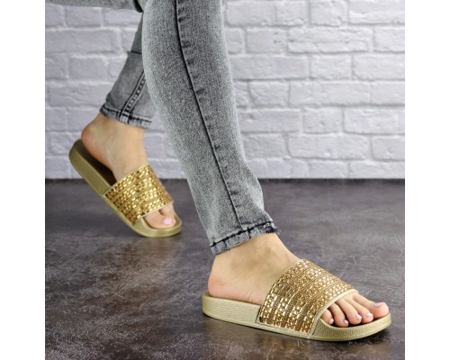 Шлепки женские с камнями Fashion Bruno 1032 39 размер 24,5 см Золотистый Шлепки женские с камнями Fashion Bruno 1032 39 размер 24,5 см Золотистый