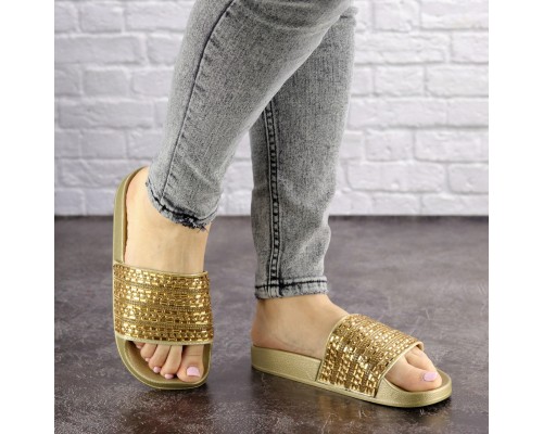 Шлепки женские с камнями Fashion Bruno 1032 39 размер 24,5 см Золотистый Шлепки женские с камнями Fashion Bruno 1032 39 размер 24,5 см Золотистый