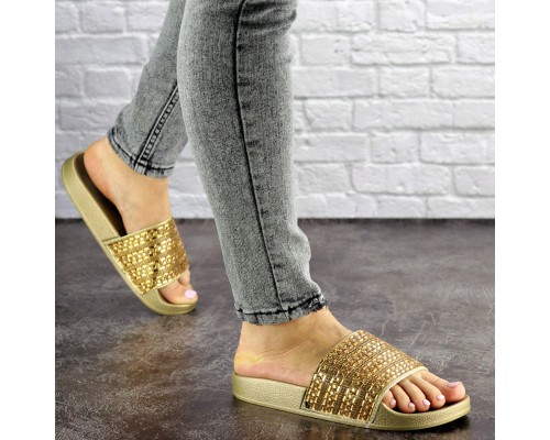 Шлепки женские с камнями Fashion Bruno 1032 39 размер 24,5 см Золотистый Шлепки женские с камнями Fashion Bruno 1032 39 размер 24,5 см Золотистый