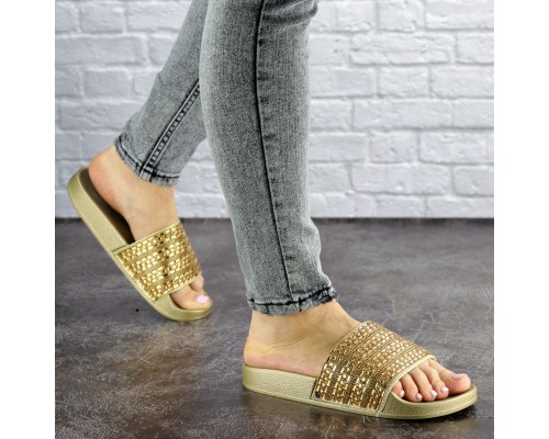 Шлепки женские с камнями Fashion Bruno 1032 39 размер 24,5 см Золотистый Шлепки женские с камнями Fashion Bruno 1032 39 размер 24,5 см Золотистый