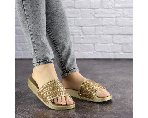 Шлепки женские с камнями Fashion Bruno 1032 39 размер 24,5 см Золотистый Шлепки женские с камнями Fashion Bruno 1032 39 размер 24,5 см Золотистый
