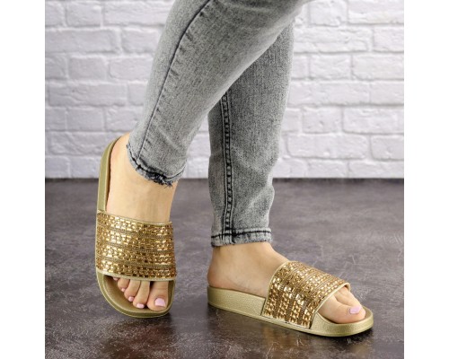 Шлепки женские с камнями Fashion Bruno 1032 39 размер 24,5 см Золотистый Шлепки женские с камнями Fashion Bruno 1032 39 размер 24,5 см Золотистый