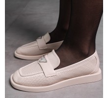 Лоферы женские Fashion Aretha 3574 37 размер 24 см Бежевый