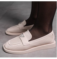 Лоферы женские Fashion Aretha 3574 37 размер 24 см Бежевый