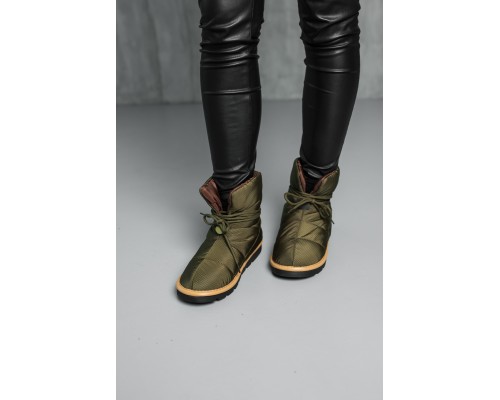 Ботинки дутики женские Fashion Jigsaw 3880 37 размер 24 см Оливковый Ботинки дутики женские Fashion Jigsaw 3880 37 размер 24 см Оливковый